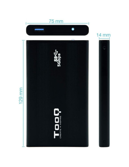 Caja externa para disco duro de 2.5' tooq tqe-2524b/ usb 3.1
