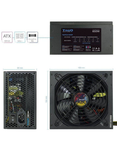 Fuente de alimentación tooq tqapolo-650sp/ 650w/ ventilador 14cm
