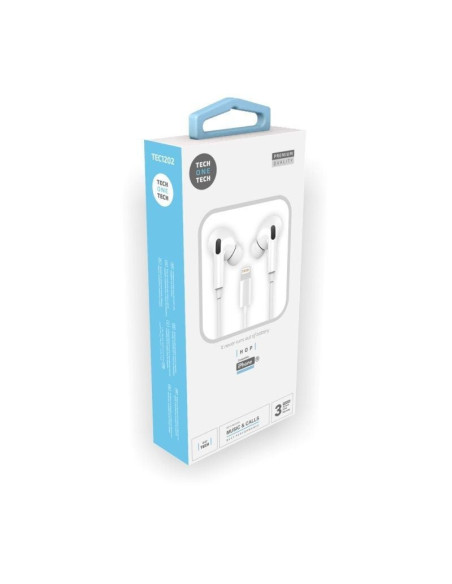 Auriculares intrauditivos tech one tech eartech hop tec1202/ con micrófono/ lightning/ blancos