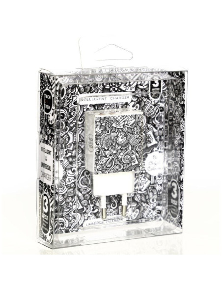 Cargador de pared tech one tech art-deco tec2510/ 2xusb/ 2.4a/ blanco