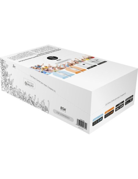 Expositor bsk tech one tec2991/ incluye 10 cargadores, 20 cables basik y 10 auriculares
