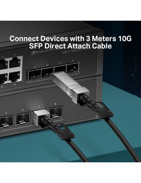Cable direct attach sfp+ tp-link tl-sm5220-3m/ 3m/ negro