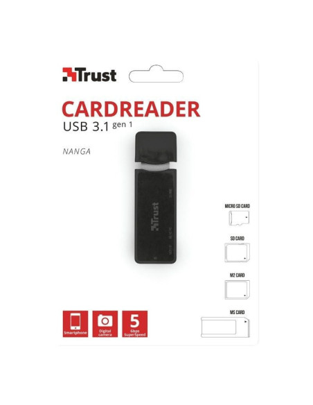 Lector de tarjetas externo trust nanga 21935/ usb 3.1