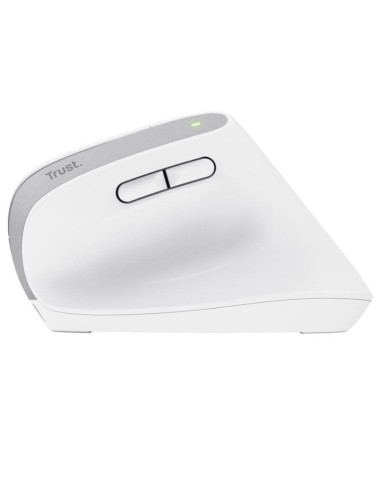 Ratón ergonómico inalámbrico por bluetooth trust bayo+/ batería recargable/ hasta 2400 dpi/ blanco