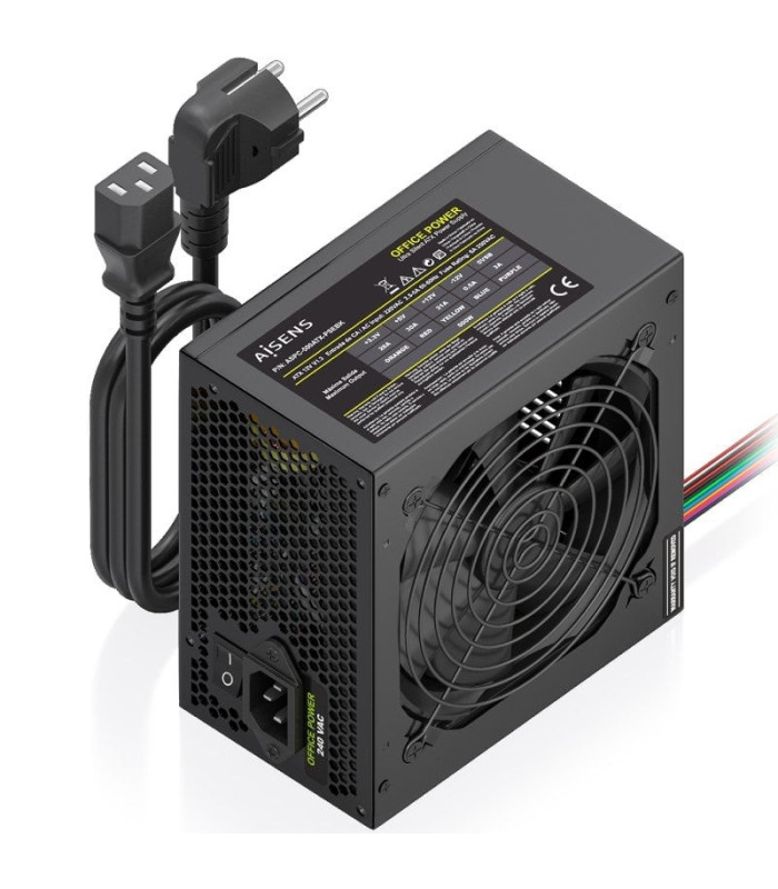 Fuente de alimentación aisens aspc-500atx-psebk/ 500w/ ventilador 12cm