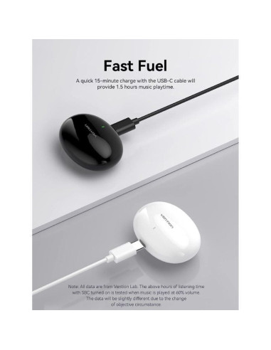 Auriculares bluetooth vention nbfb0 con estuche de carga/ autonomía 7h/ negros