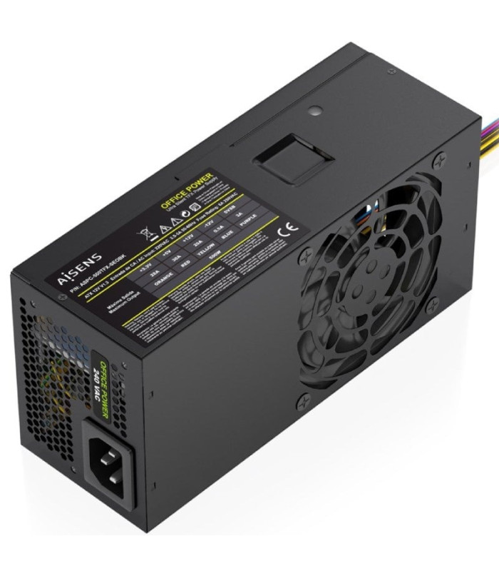 Fuente de alimentación tfx aisens aspc-500tfx-seobk/ 500w/ ventilador 8cm