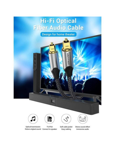 Cable de audio de fibra óptica vention bavhh/ 2m/ gris