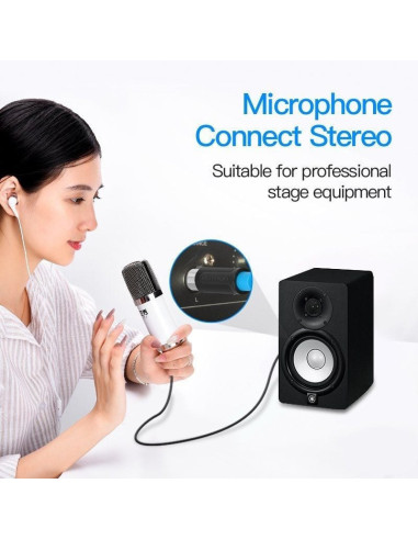 Cable estéreo vention bbebh/ jack 6.5 macho - xlr hembra/ 2m/ negro