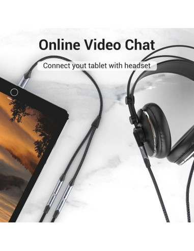 Cable conversor usb tipo-c vention bgphy/ usb tipo-c macho - 2x jack 3.5 hembra/ 30cm/ gris