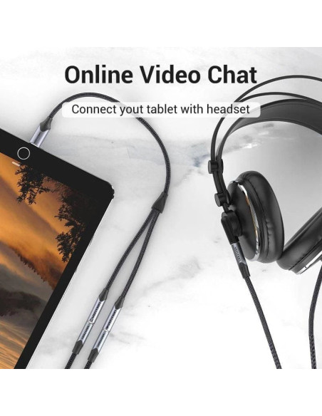 Cable conversor usb tipo-c vention bgphy/ usb tipo-c macho - 2x jack 3.5 hembra/ 30cm/ gris