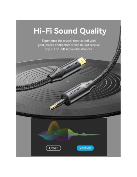 Cable de audio de fibra óptica vention bkcbg/ 1.5m/ negro