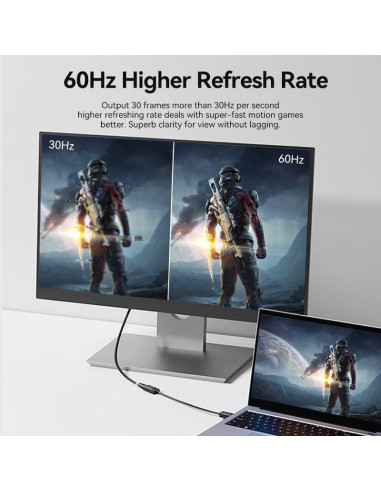 Cable conversor vention hbzbb/ displayport macho - hdmi 4k hembra/ 15cm/ negro