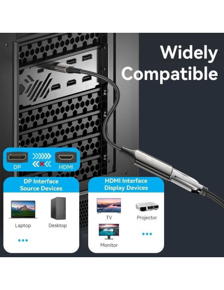 Cable conversor vention hfnbc/ displayport macho - hdmi hembra/ 25cm/ negro