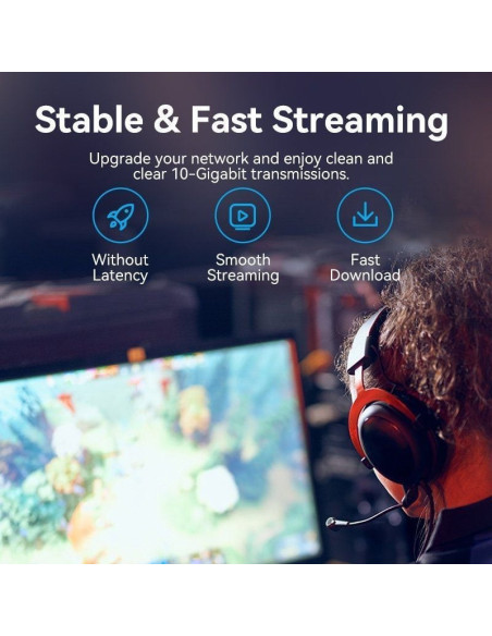 Cable de red rj45 utp vention ibowd cat.6a/ 50cm/ cabeza rotatoria 360º/ blanco