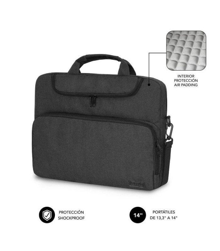 Maletín subblim air padding para portátiles hasta 14'/ gris oscuro