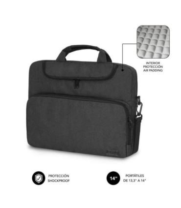 Maletín subblim air padding para portátiles hasta 14'/ gris oscuro