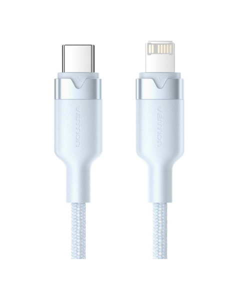 Cable usb tipo-c lightning vention lalsh/ usb tipo-c macho - lightning macho/ 27w/ 480mbps/ 2m/ azul