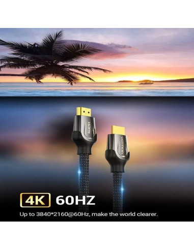 Cable hdmi 2.0 4k vention vaa-b05-b075/ hdmi macho - hdmi macho/ 75cm/ negro