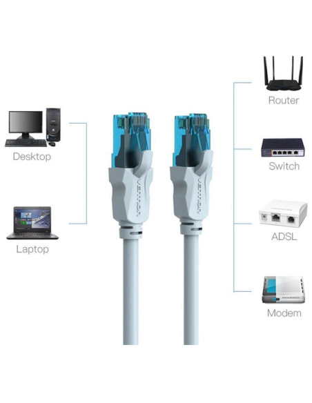 Cable de red rj45 utp vention vap-a10-s100 cat.5e/ 1m/ azul y negro