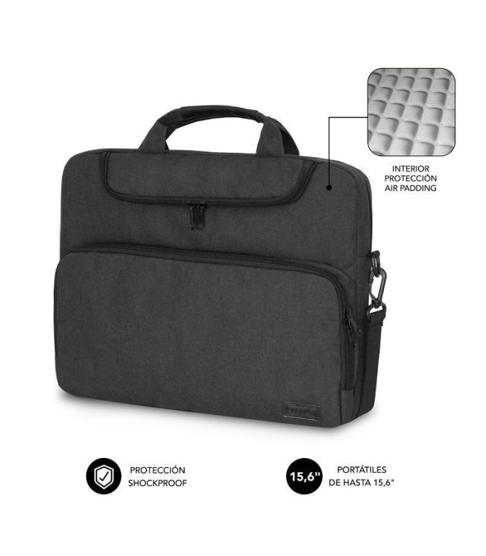 Maletín subblim air padding para portátiles hasta 15.6'/ gris oscuro