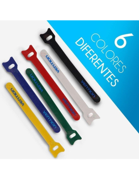 Tira organizadora de cables vention kac00/ 15cm/ pack de 6