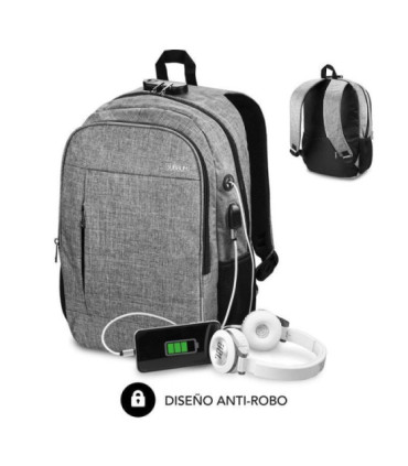 Mochila subblim urban lock para portátiles hasta 16'/ puerto usb/ antirrobo/ gris