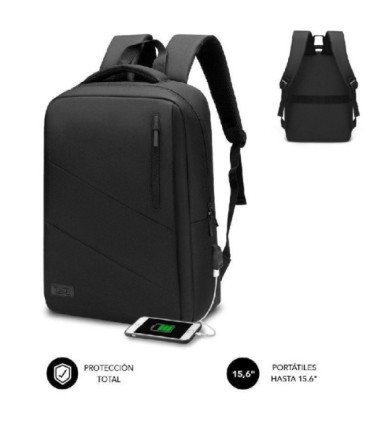 Mochila subblim city backpack para portátiles hasta 15.6'/ puerto usb/ negra