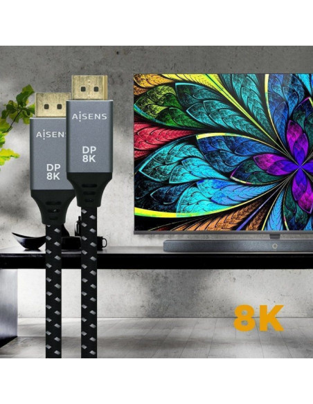 Cable displayport 1.4 8k aisens a149-0434/ displayport macho - displayport macho/ 50cm/ negro gris