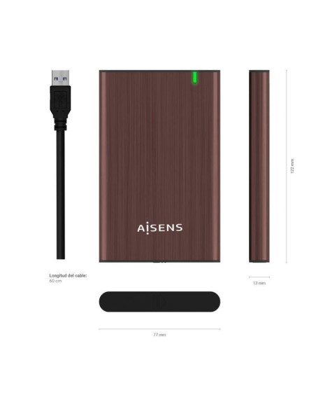 Caja externa para disco duro de 2.5' aisens ase-2525bwn/ usb 3.0/ sin tornillos
