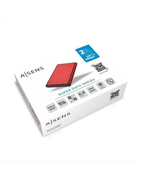 Caja externa para disco duro de 2.5' aisens ase-2525red/ usb 3.1/ sin tornillos