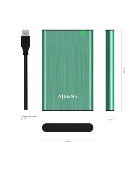 Caja externa para disco duro de 2.5' aisens ase-2525sgn/ usb 3.0/ sin tornillos