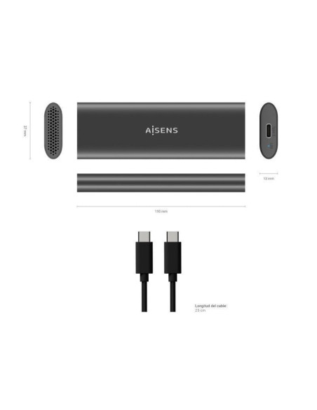 Caja externa para disco ssd m.2 sata/nvme aisens asm2-015gr/ usb 3.1/ sin tornillos