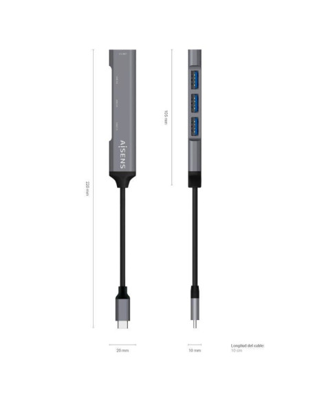 Hub usb tipo-c aisens a109-0541/ 4xusb