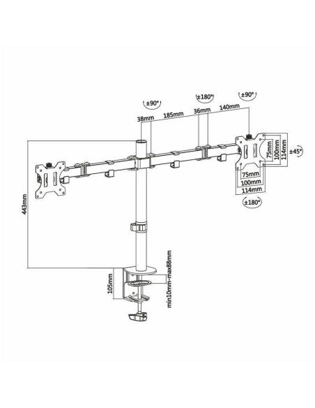 Soporte para 2 monitores aisens dt32tsr-041/ hasta 8kg