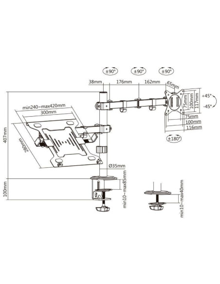 Soporte de mesa orientable/ inclinable dtl32tsr-193 para tv y portátil de 17-32'
