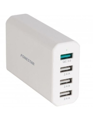 Cargador de pared fonestar usbpower-4d/ 4xusb/ 40w/ blanco