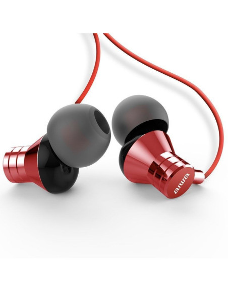 Auriculares intrauditivos aiwa estm-50rd/ con micrófono/ jack 3.5/ rojos