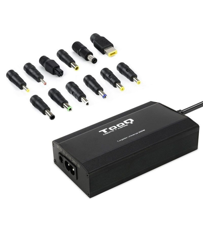 Cargador de portátil tooq tqlc-100bs01m/ 1xusb/ 100w/ manual/ 12 conectores/ voltaje 12-24v