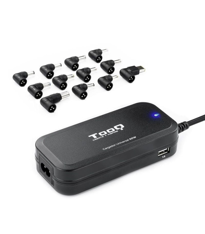 Cargador de portátil tooq tqlc-90bs02at/ 90w/ 2xusb/ automático/ 12 conectores/ voltaje 12-20v