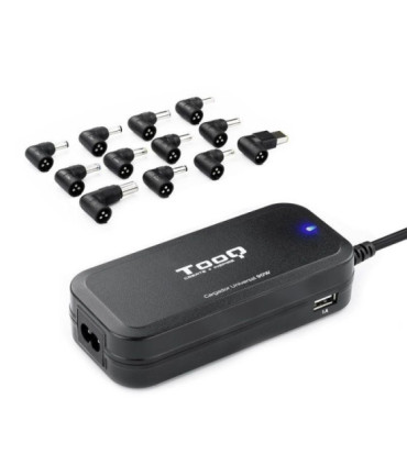 Cargador de portátil tooq tqlc-90bs02at/ 90w/ 2xusb/ automático/ 12 conectores/ voltaje 12-20v