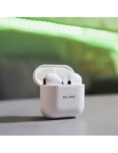 Auriculares bluetooth elbe abtws-003-b con estuche de carga/ autonomía 5h/ blancos