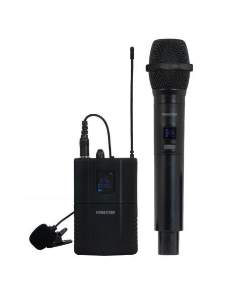 Micrófono inalámbrico doble mano y petaca uhf fonestar sonair-2mp/ incluye receptor