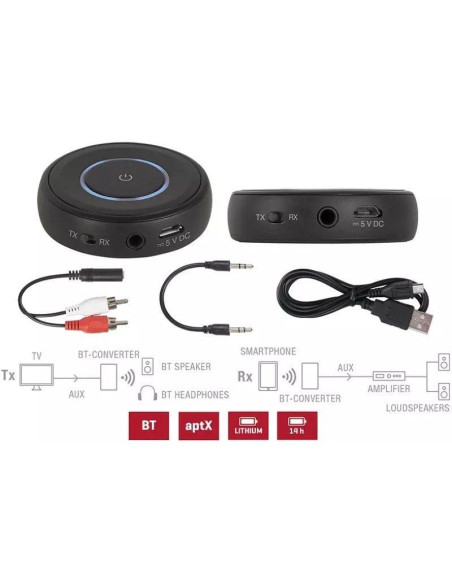 Transmisor y receptor de audio inalámbrico fonestar bt-converter