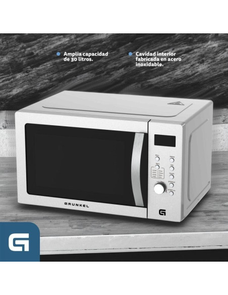 Microondas grunkel mwgc-30ss/ 900w/ capacidad 30l/ función grill/ blanco