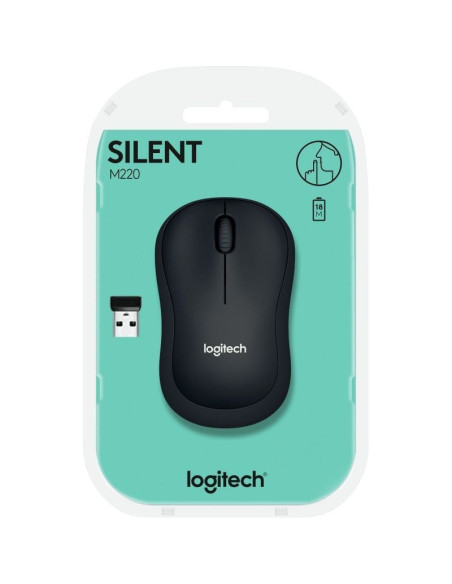 Ratón inalámbrico logitech silent m220/ hasta 1000 dpi/ gris marengo