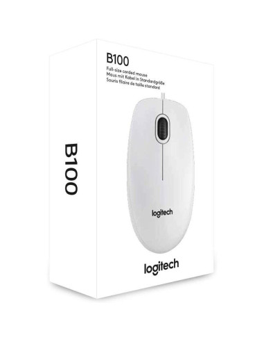 Ratón logitech b100/ hasta 800 dpi/ blanco
