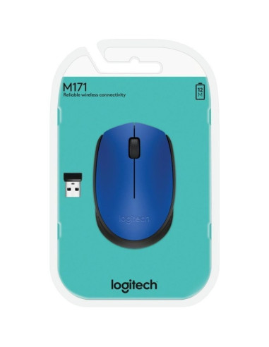 Ratón inalámbrico logitech m171/ hasta 1000 dpi/ azul