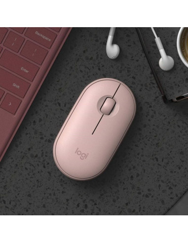 Ratón inalámbrico por bluetooth/ 2.4ghz logitech pebble m350/ hasta 1000 dpi/ rosa