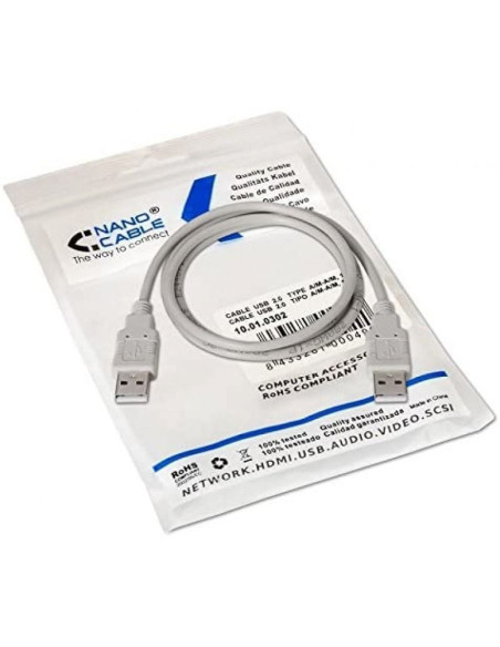 Cable usb 2.0 nanocable 10.01.0303/ usb macho - usb macho/ 2m/ beige